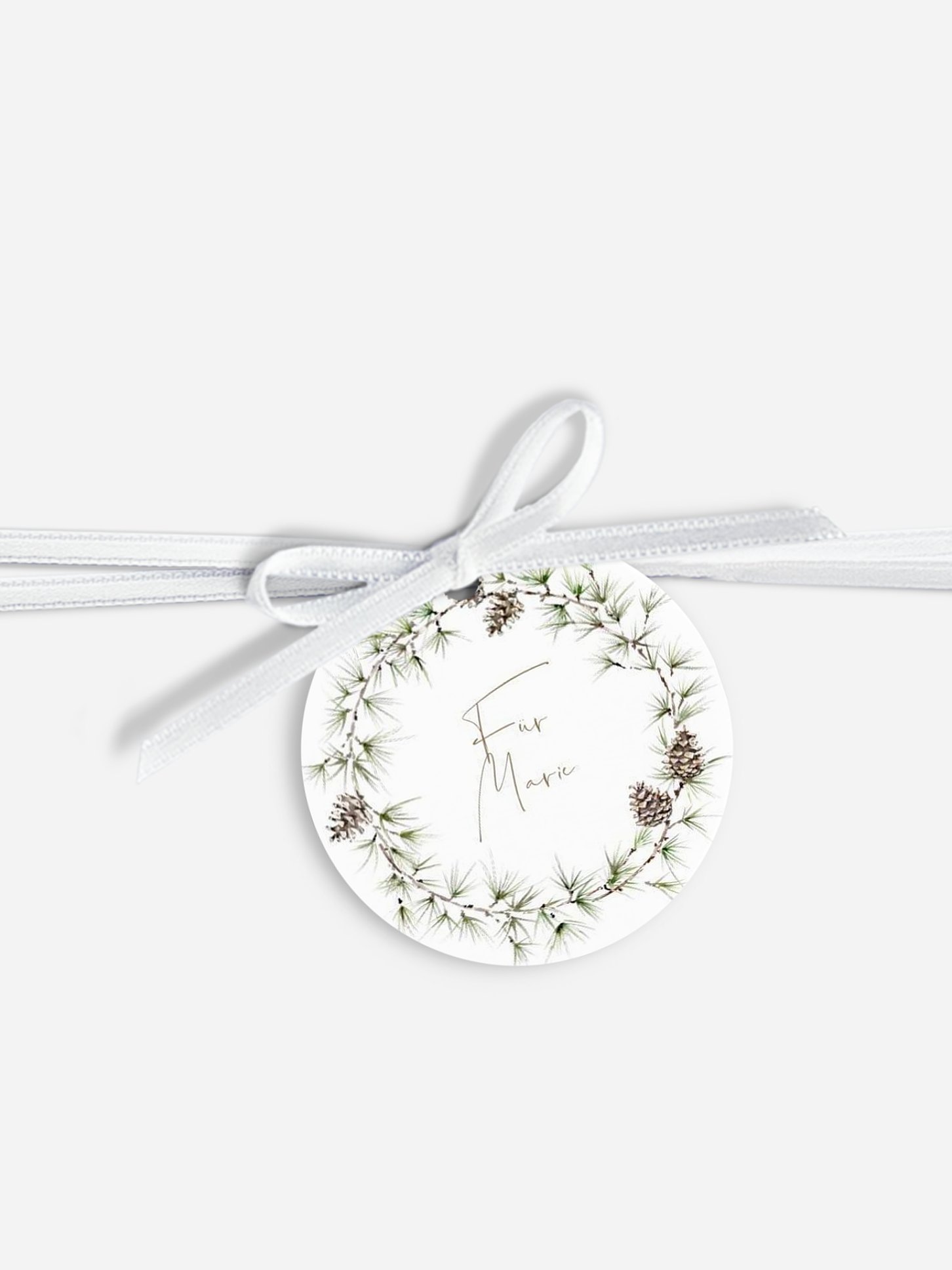 Anhänger mit Band personalisiert Larch Wreath