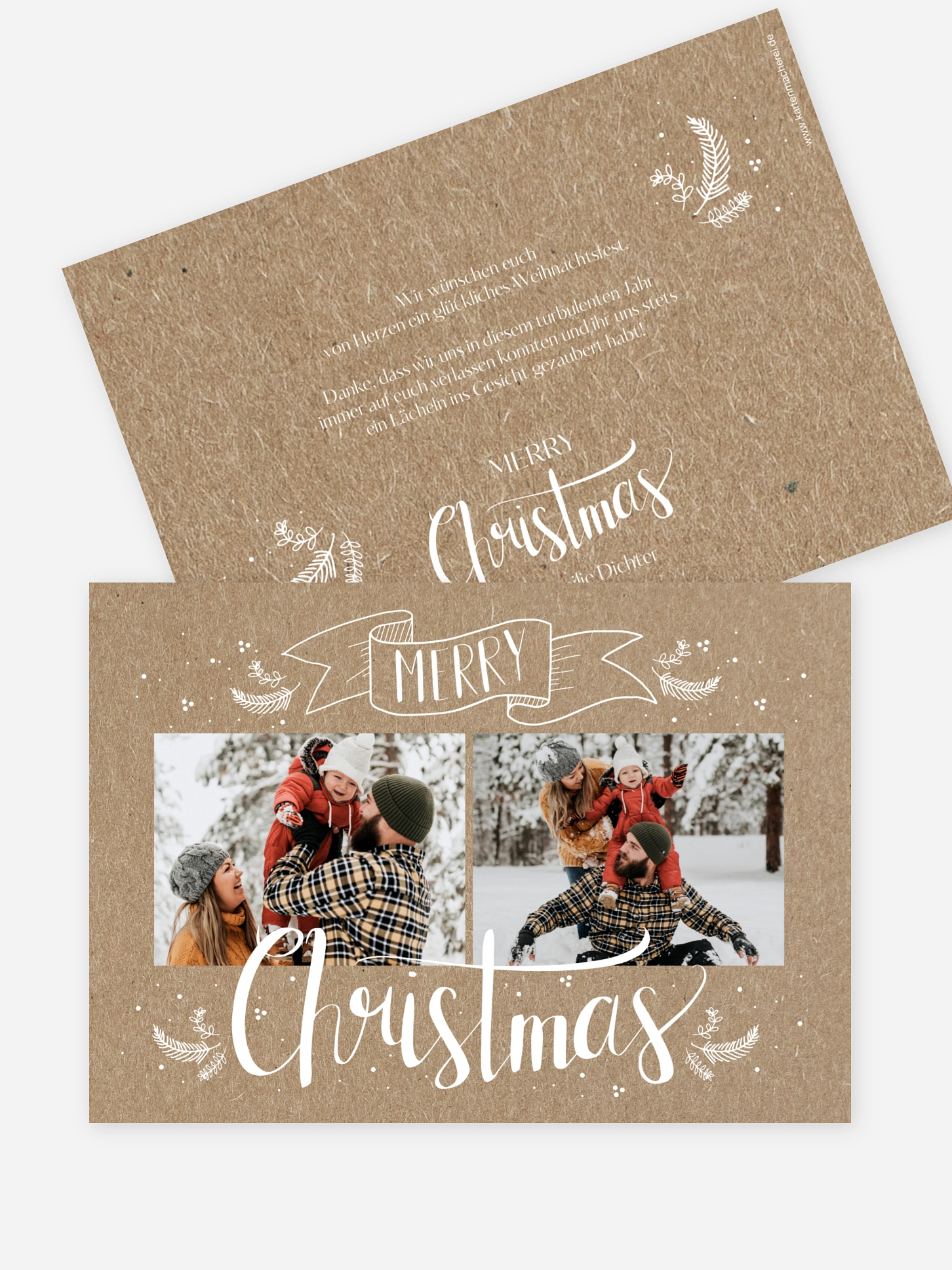 Weihnachtskarte Lettering Christmas Kraftpapier