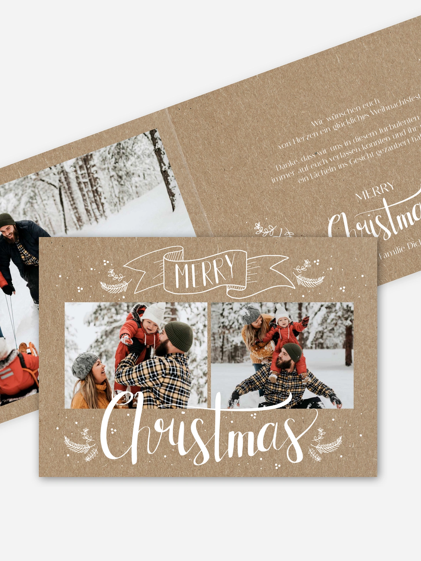Weihnachtskarte Lettering Christmas Kraftpapier