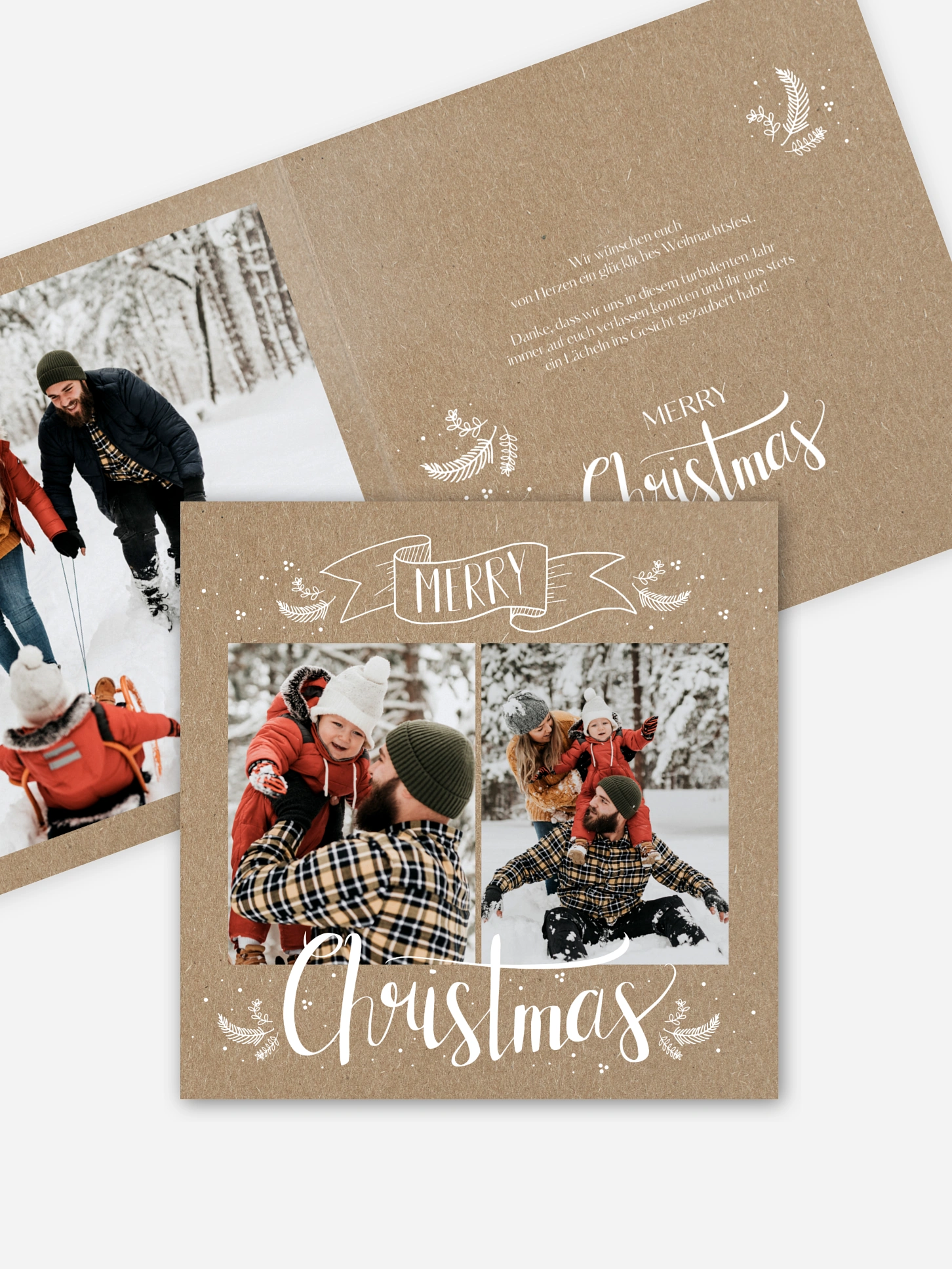 Weihnachtskarte Lettering Christmas Kraftpapier