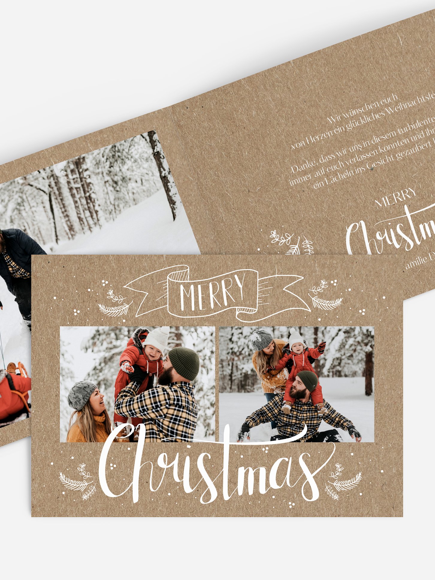 Weihnachtskarte Lettering Christmas Kraftpapier