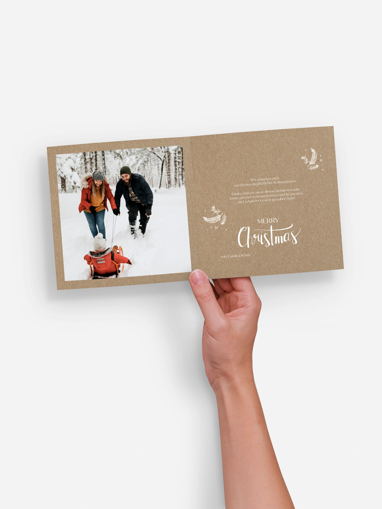 Weihnachtskarte Lettering Christmas Kraftpapier