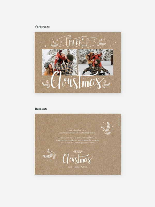 Weihnachtskarte Lettering Christmas Kraftpapier
