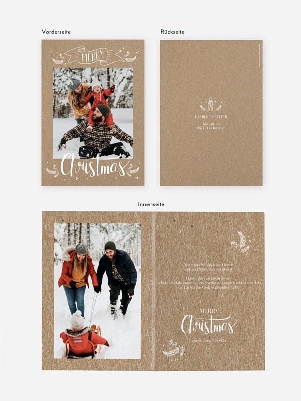 Weihnachtskarte Lettering Christmas Kraftpapier
