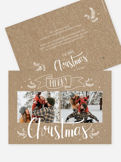 Weihnachtskarte Lettering Christmas Kraftpapier