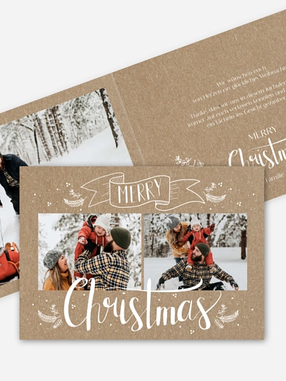 Weihnachtskarte Lettering Christmas Kraftpapier