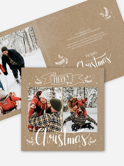 Weihnachtskarte Lettering Christmas Kraftpapier