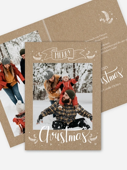 Weihnachtskarte Lettering Christmas Kraftpapier