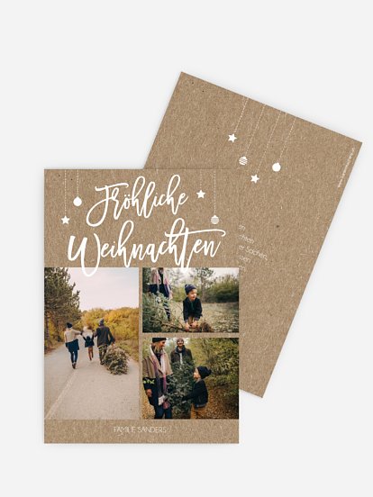 Weihnachtskarte Happy Christmas Kraftpapier
