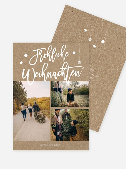 Weihnachtskarte Happy Christmas Kraftpapier