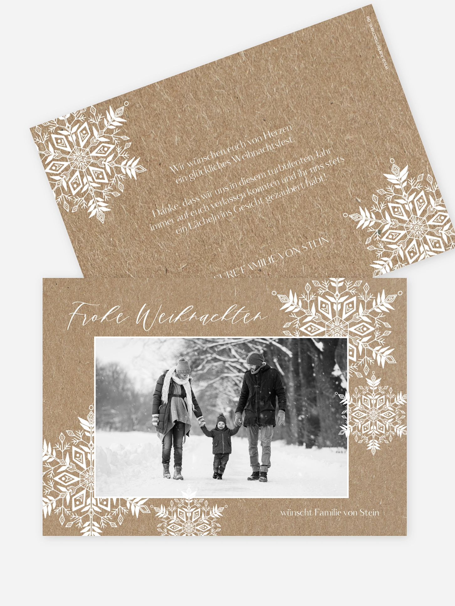 Weihnachtskarte Soft Snowflake Kraftpapier