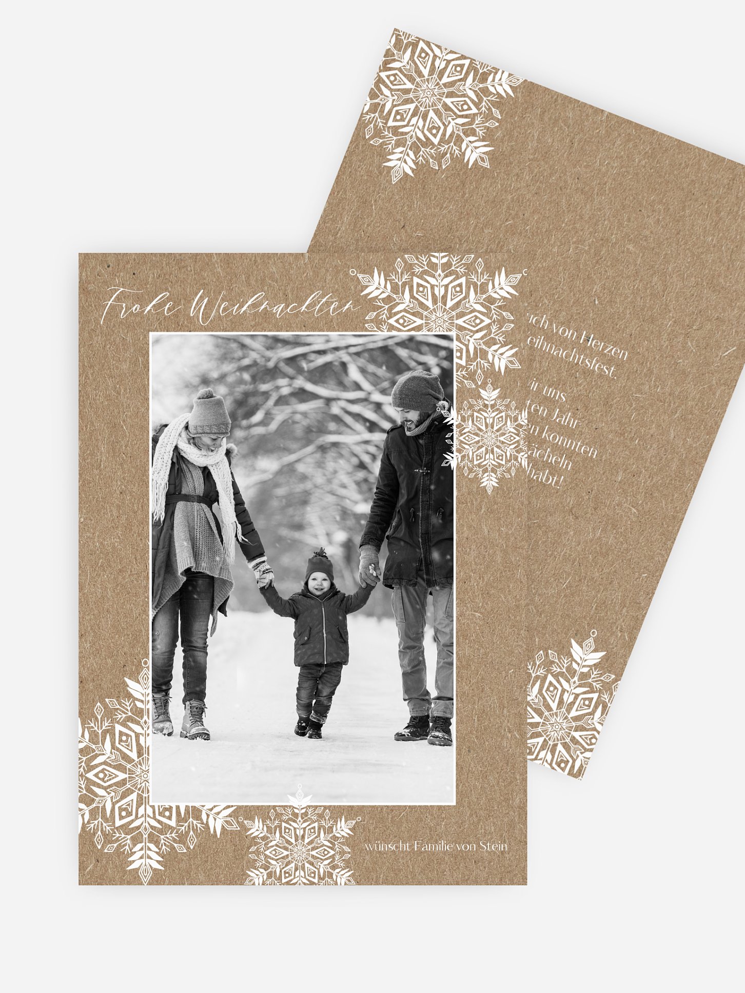 Weihnachtskarte Soft Snowflake Kraftpapier