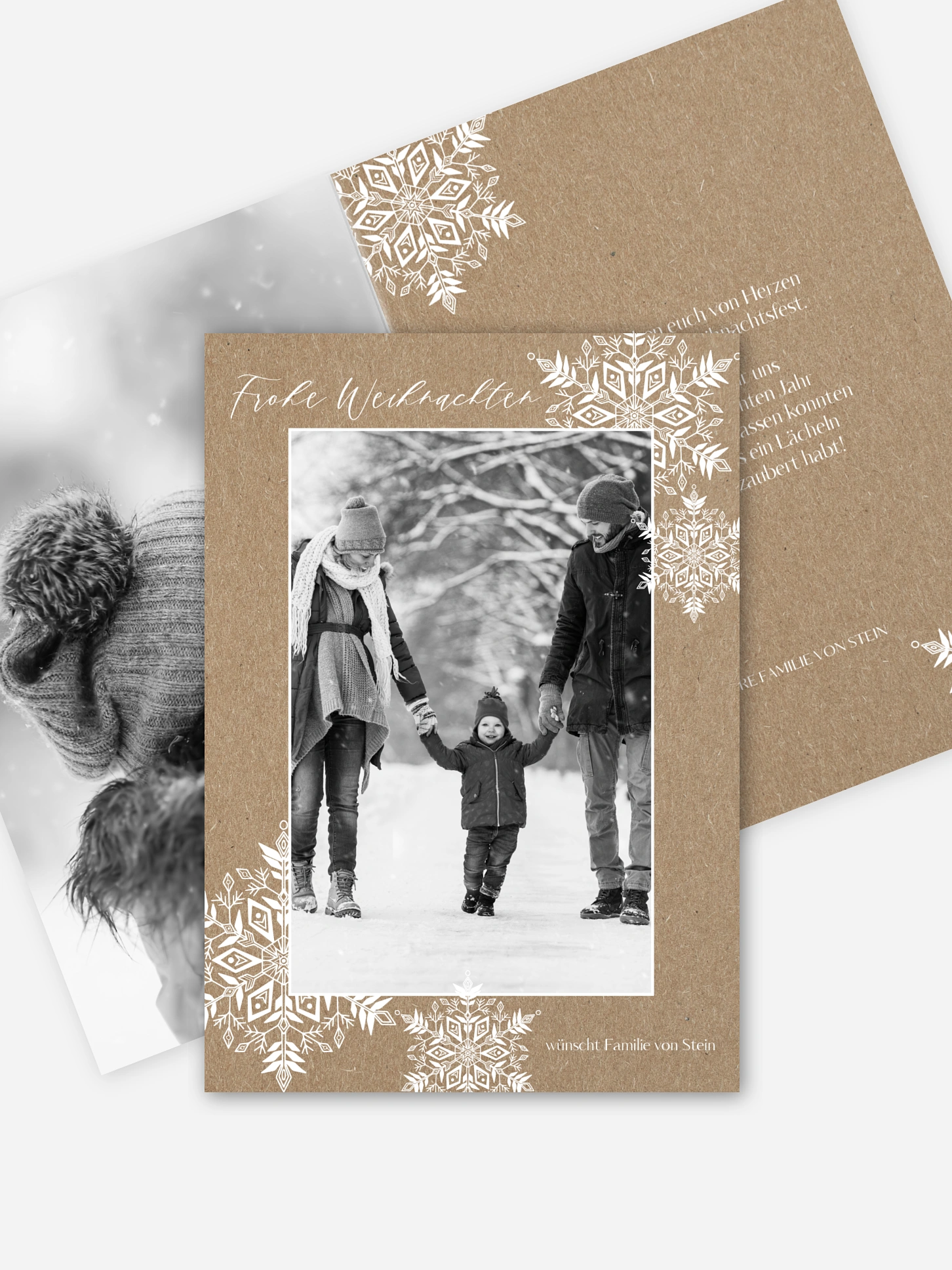 Weihnachtskarte Soft Snowflake Kraftpapier