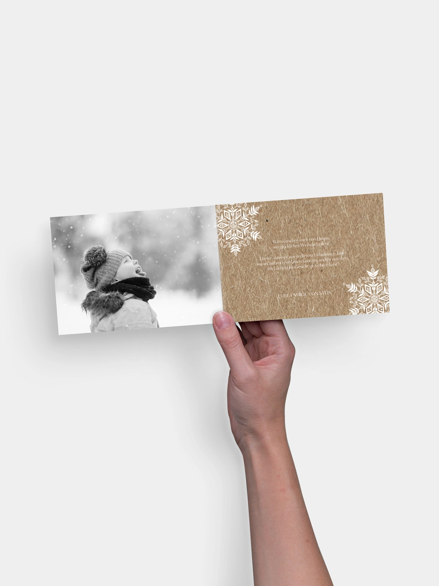Weihnachtskarte Soft Snowflake Kraftpapier
