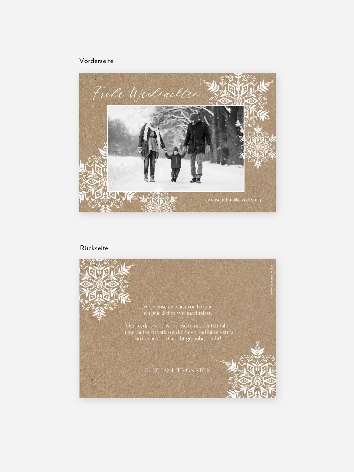 Weihnachtskarte Soft Snowflake Kraftpapier
