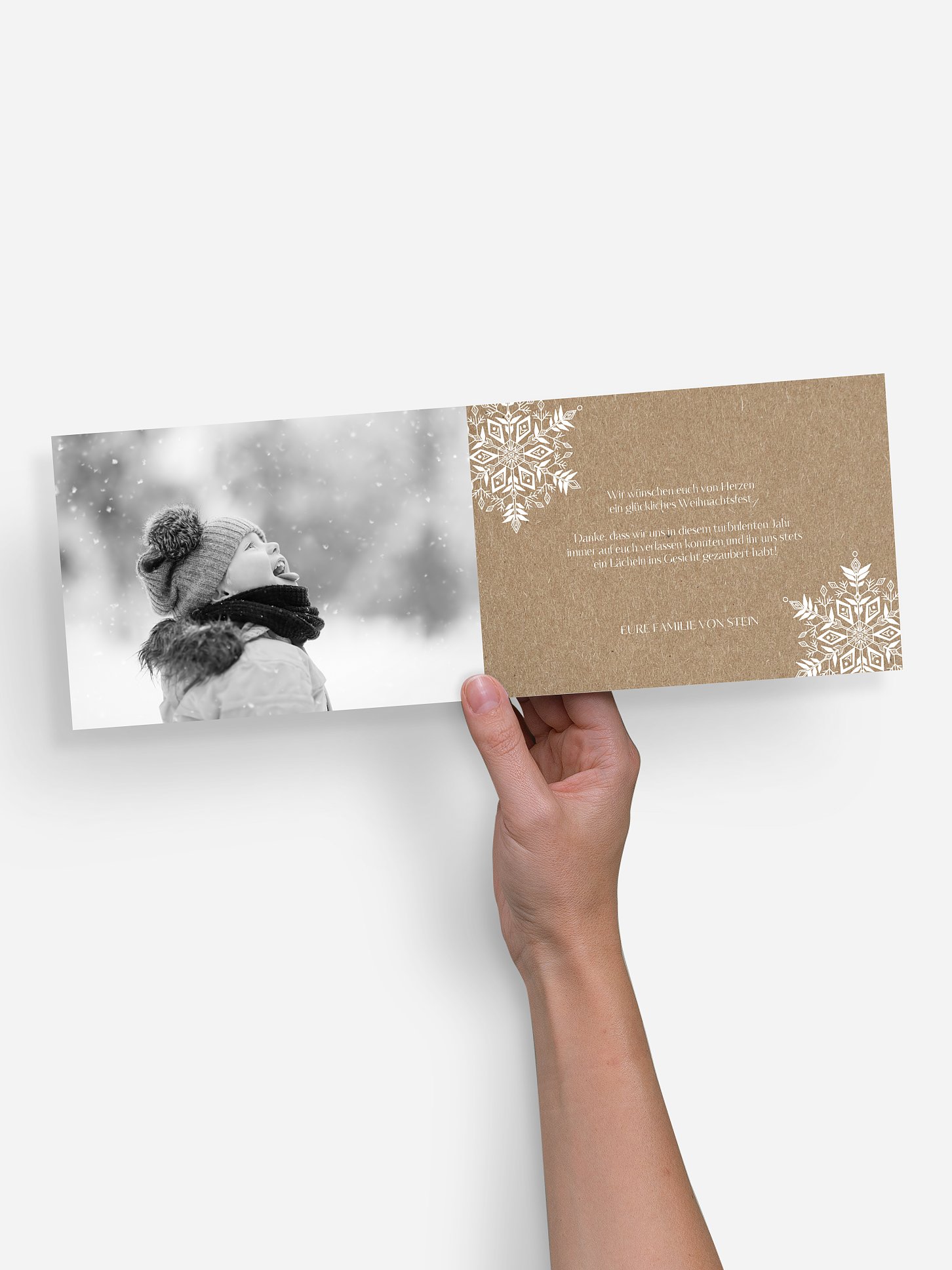 Weihnachtskarte Soft Snowflake Kraftpapier
