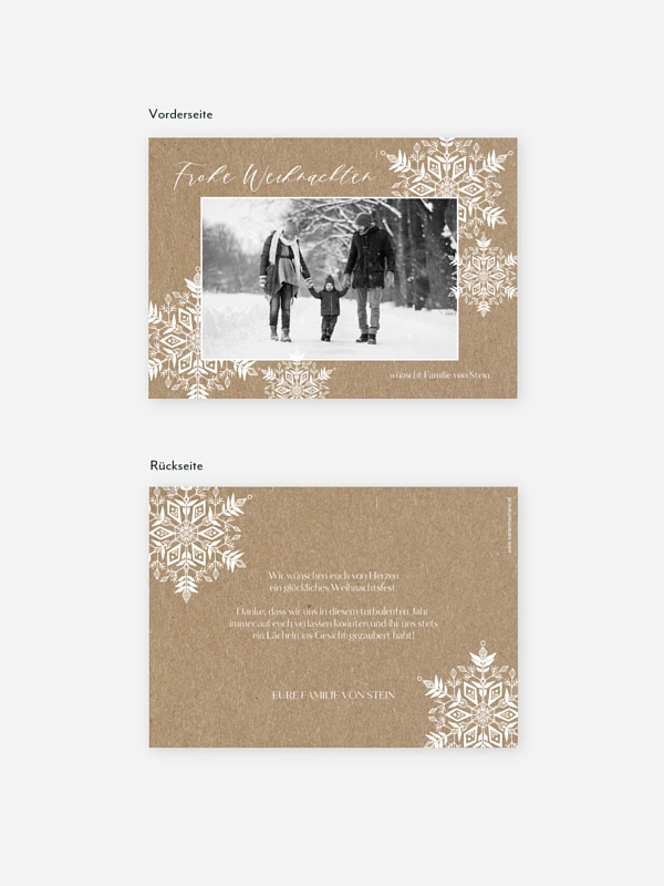 Weihnachtskarte Soft Snowflake Kraftpapier