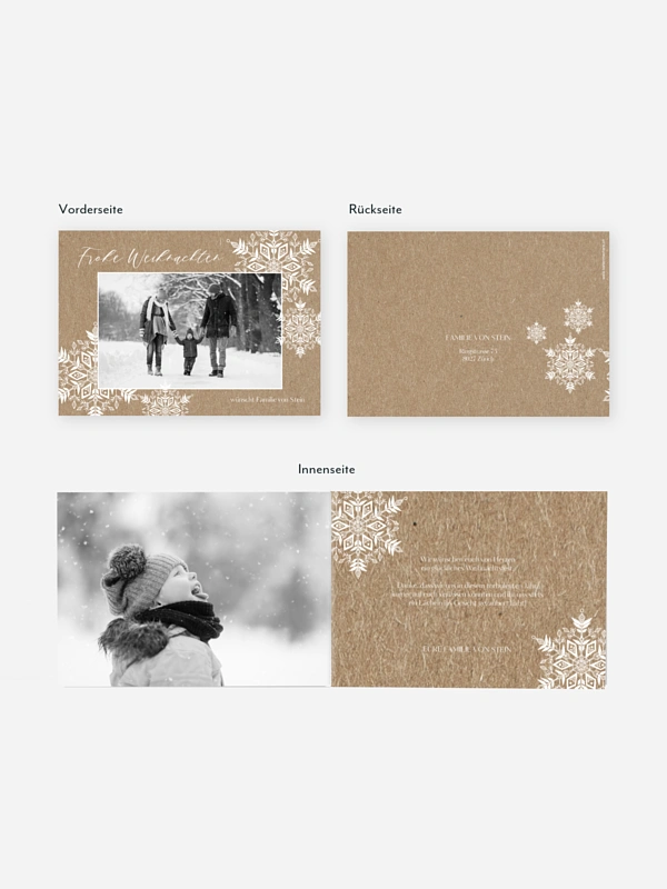 Weihnachtskarte Soft Snowflake Kraftpapier