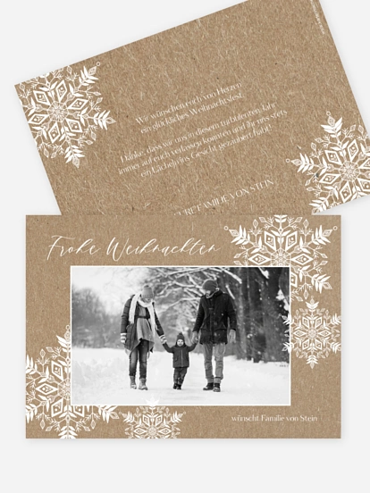 Weihnachtskarte Soft Snowflake Kraftpapier