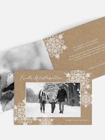 Weihnachtskarte Soft Snowflake Kraftpapier