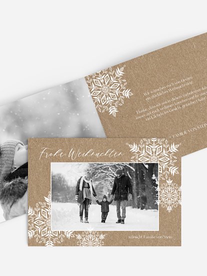 Weihnachtskarte Soft Snowflake Kraftpapier