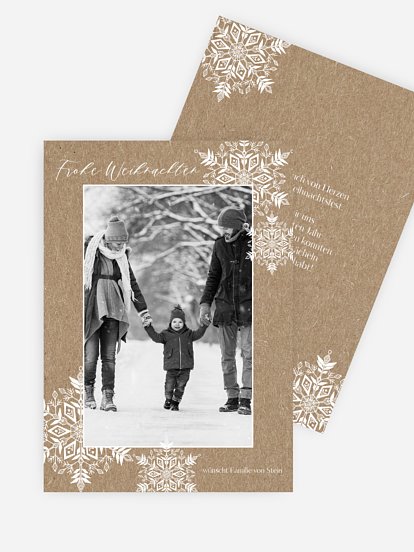 Weihnachtskarte Soft Snowflake Kraftpapier