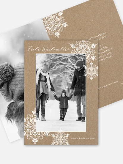 Weihnachtskarte Soft Snowflake Kraftpapier