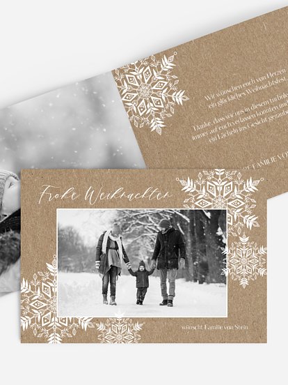 Weihnachtskarte Soft Snowflake Kraftpapier