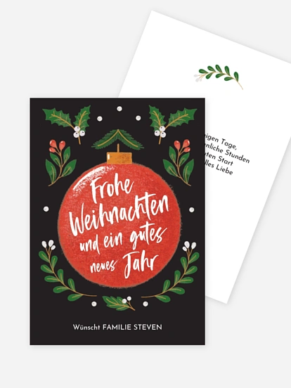 Weihnachtskarte 'Jolly Holly Days' – A6, Innen Leer, Mit Rotem Umschlag, Auf Hochwertigem 240 G/m² Karton, Aus Großbritannien