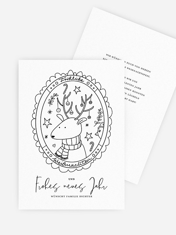 Weihnachtskarte Colouring Reindeer