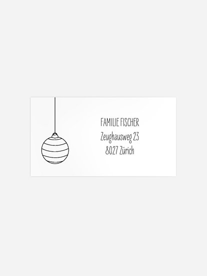 Empfängeraufkleber Weihnachten Baumschmuck zum Ausmalen