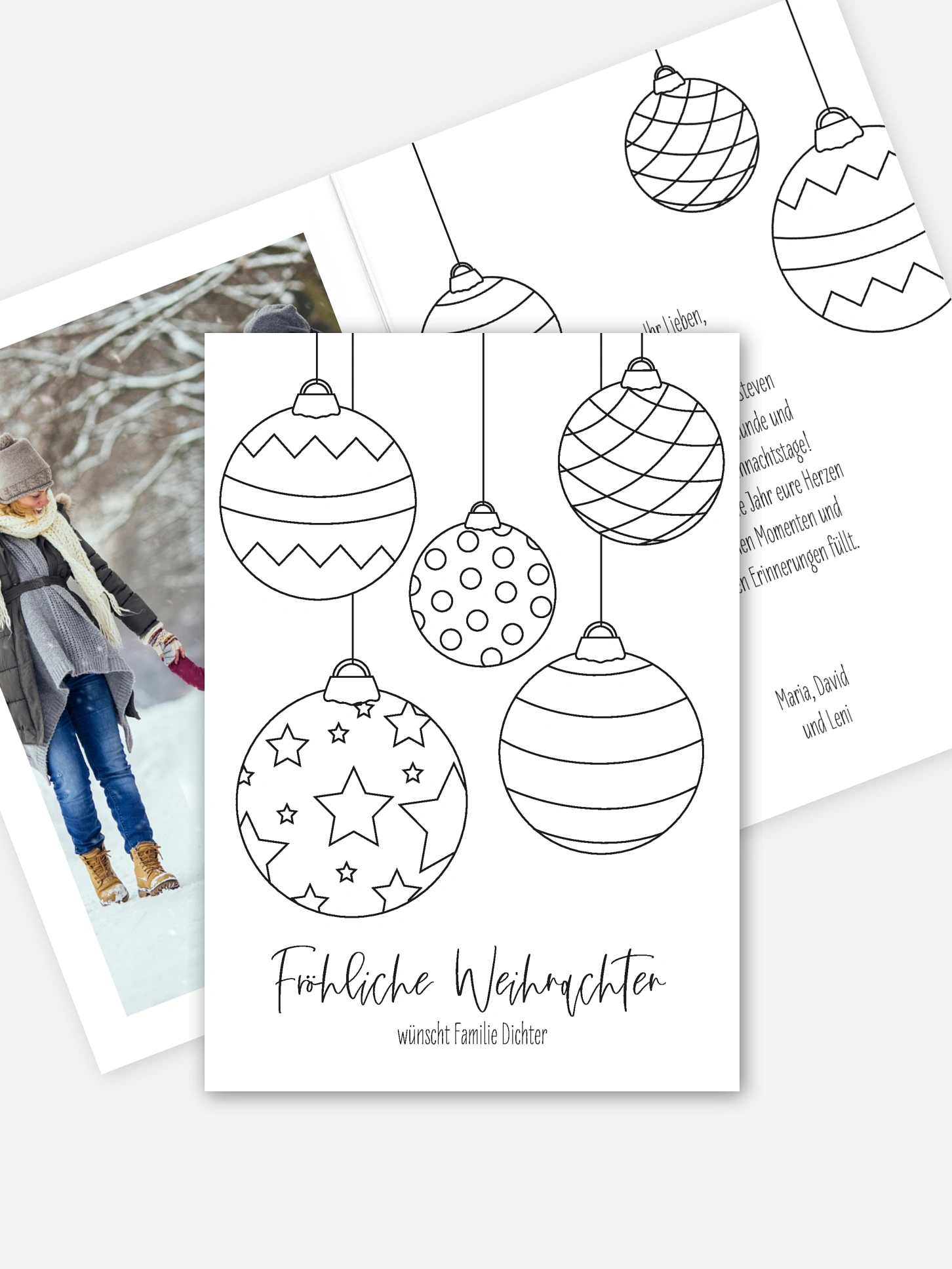 Weihnachtskarte Baumschmuck zum Ausmalen