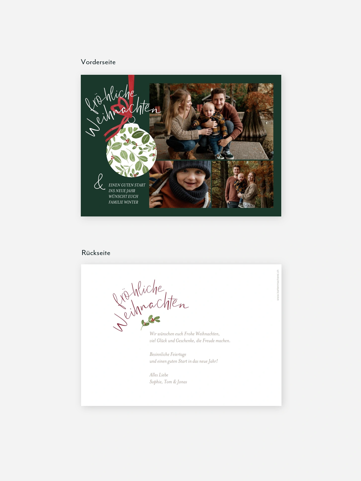 Weihnachtskarte Greenery Ornament