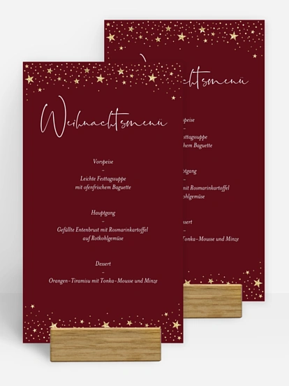 Menükarten Weihnachten Shiny Christmas