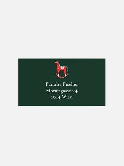 Empfängeraufkleber Weihnachten Dala-Pferdchen