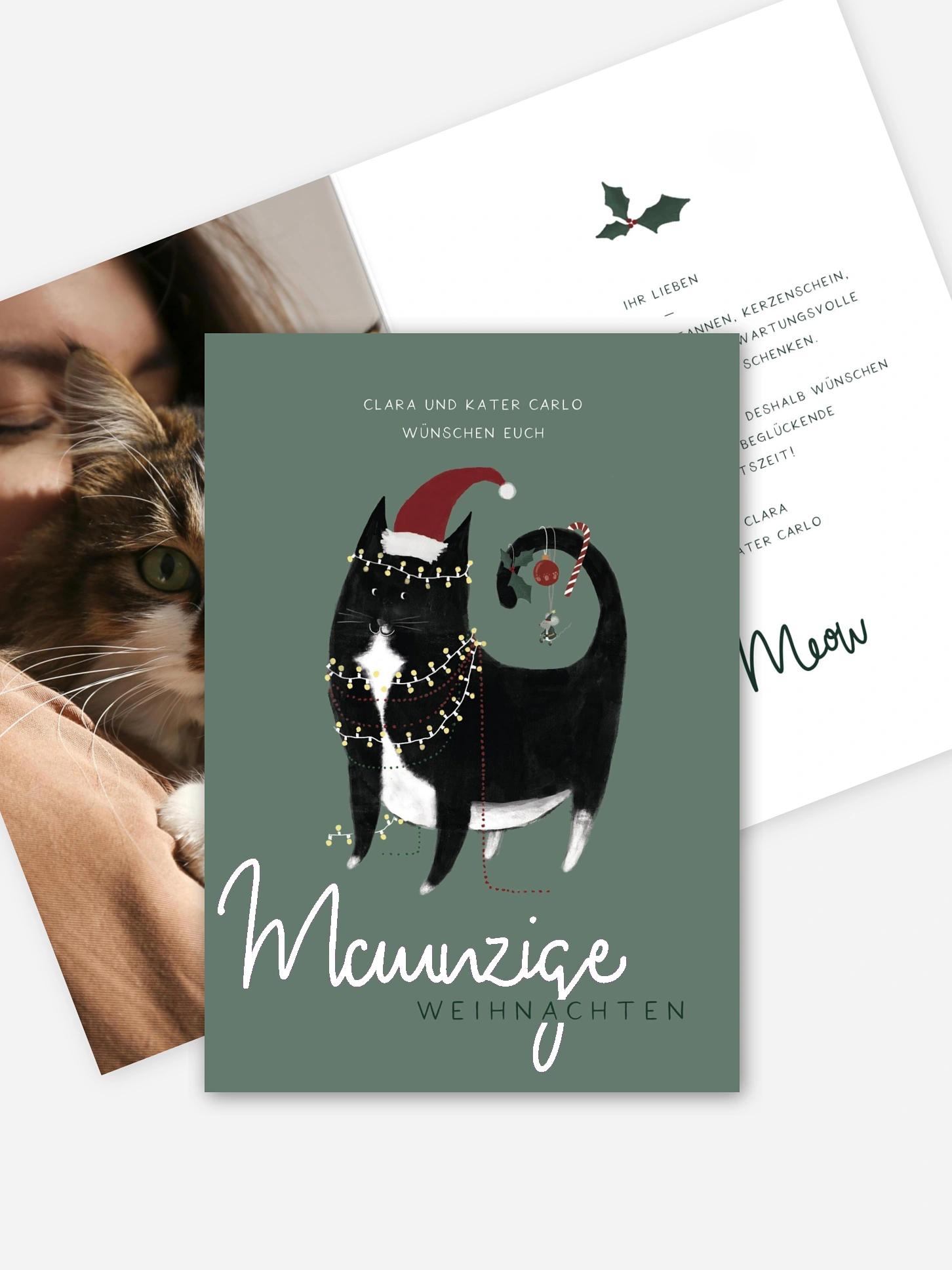 Weihnachtskarte Meowy Christmas