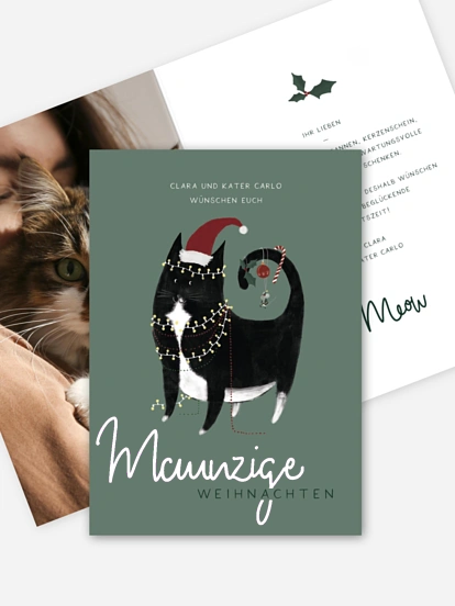 Weihnachtskarte Meowy Christmas