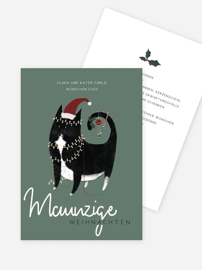 Weihnachtskarte Meowy Christmas