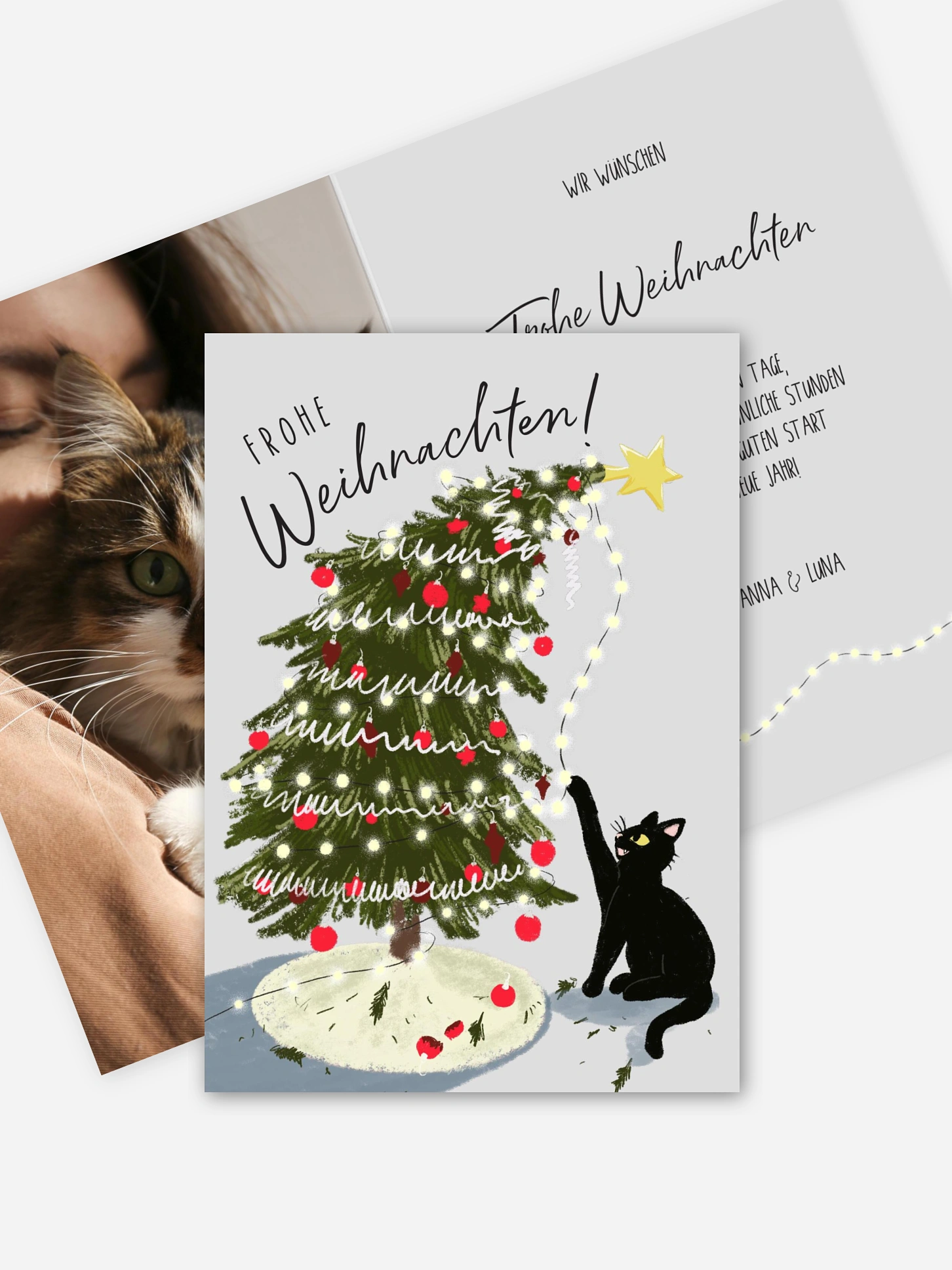 Weihnachtskarte Baum fällt