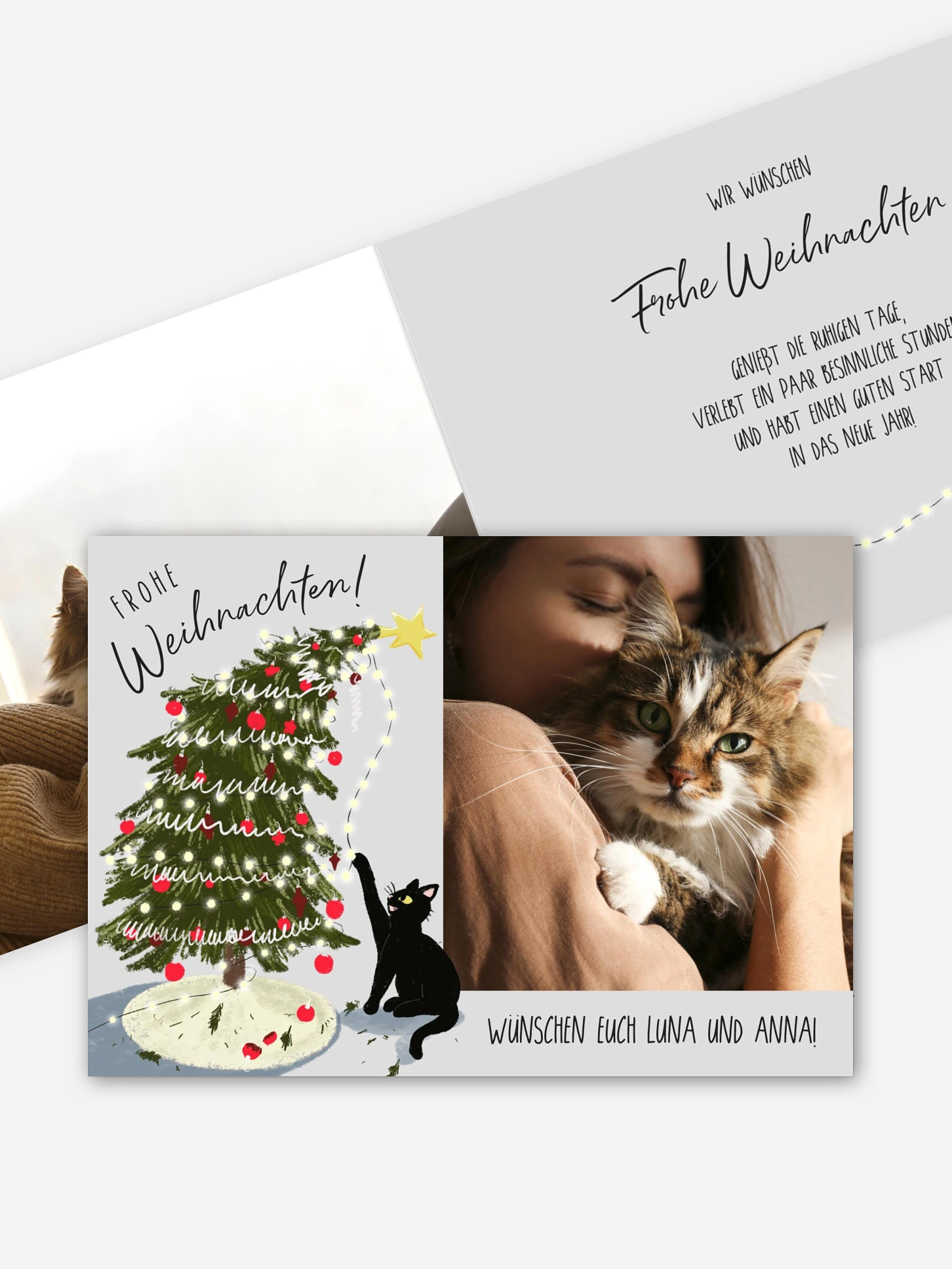 Weihnachtskarte Baum fällt