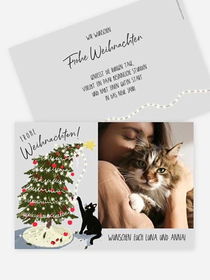 Weihnachtskarte Baum fällt