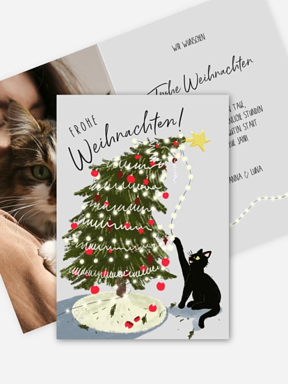 Weihnachtskarte Baum fällt