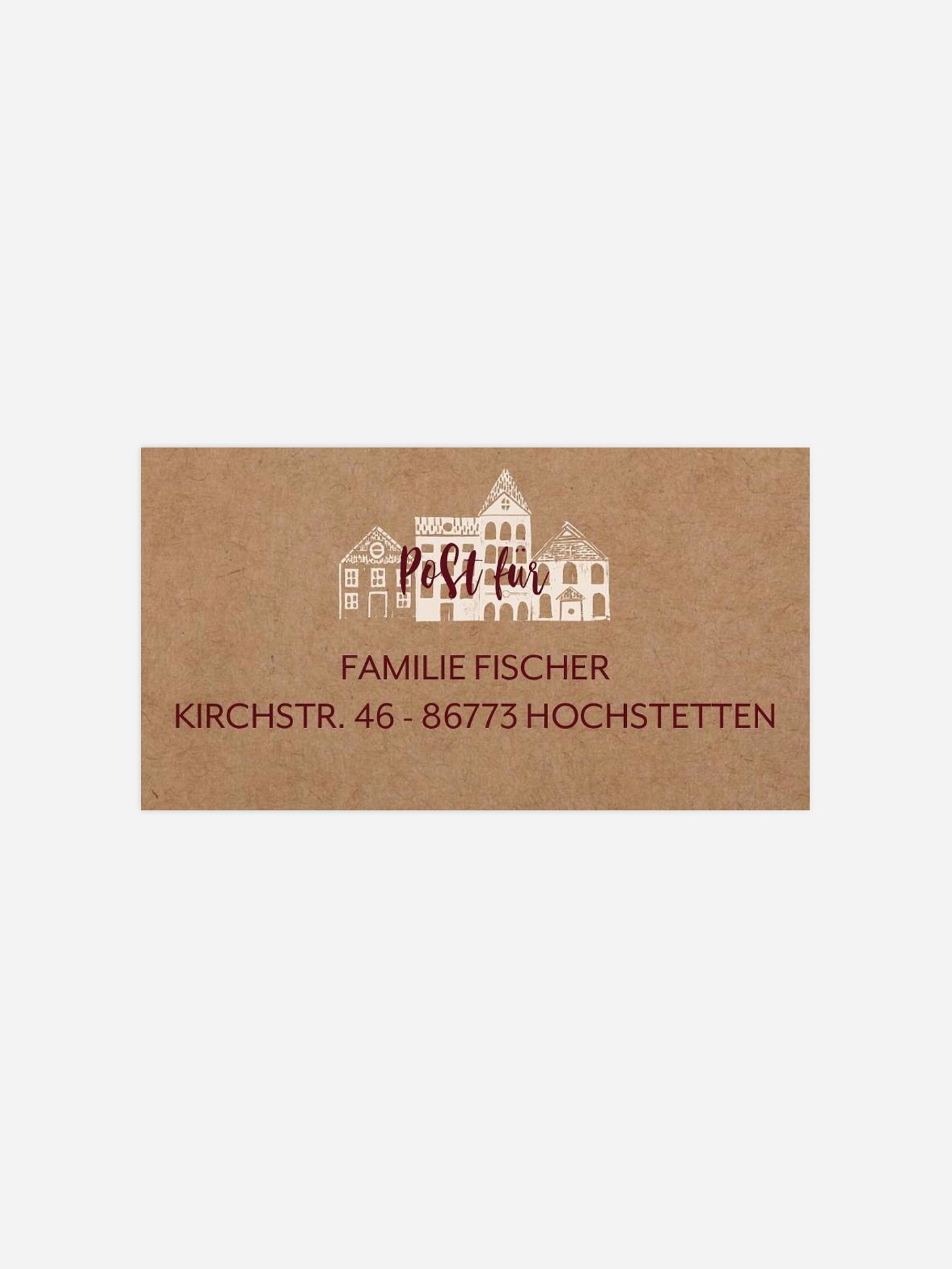 Empfängeraufkleber Weihnachten Stadt im Schnee