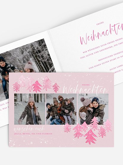 Weihnachtskarte Bunte Bäumchen