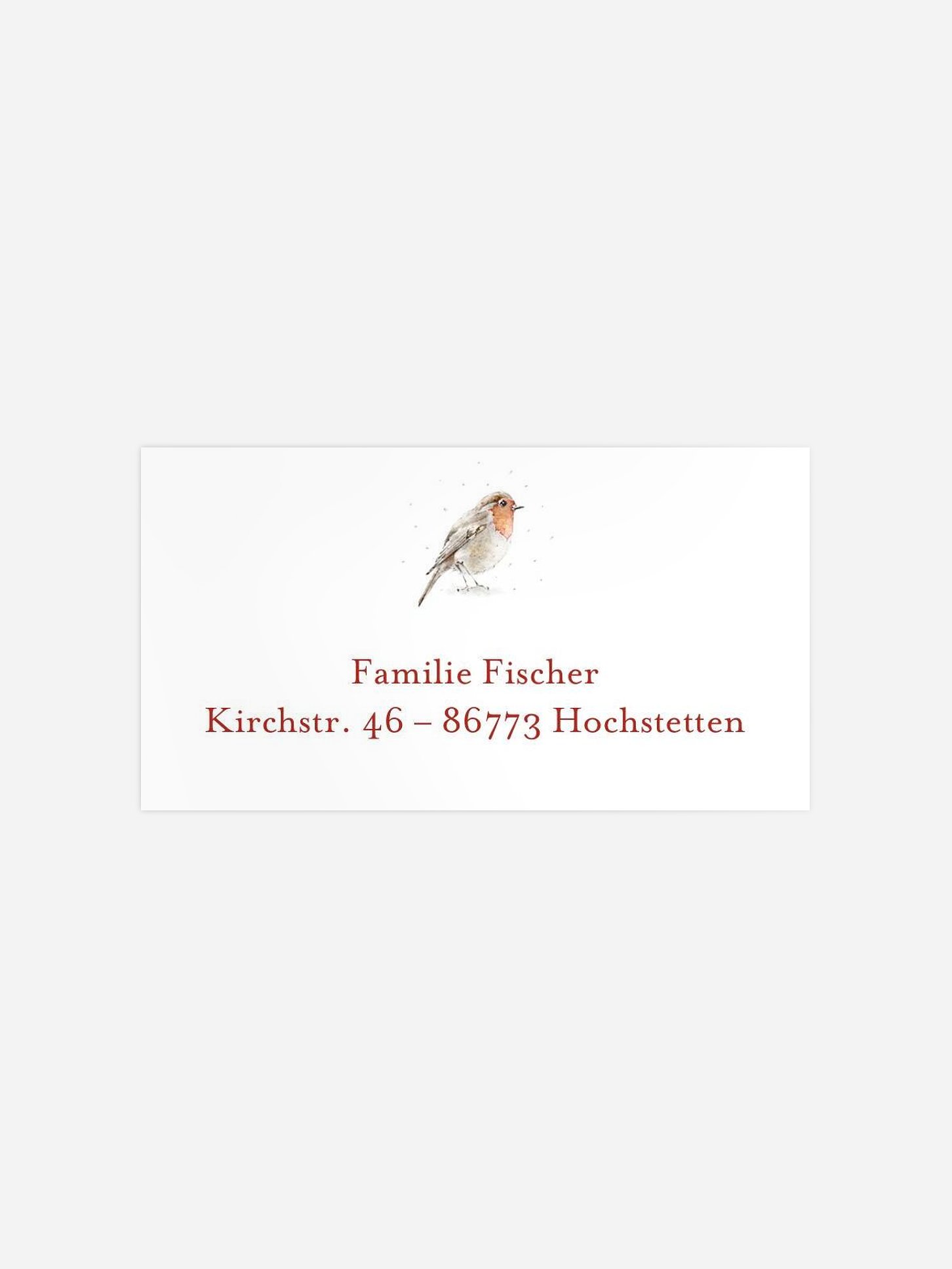 Empfängeraufkleber Weihnachten Rotkehlchen