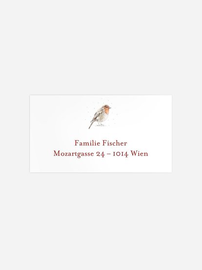 Empfängeraufkleber Weihnachten Rotkehlchen