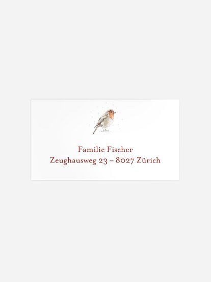 Empfängeraufkleber Weihnachten Rotkehlchen