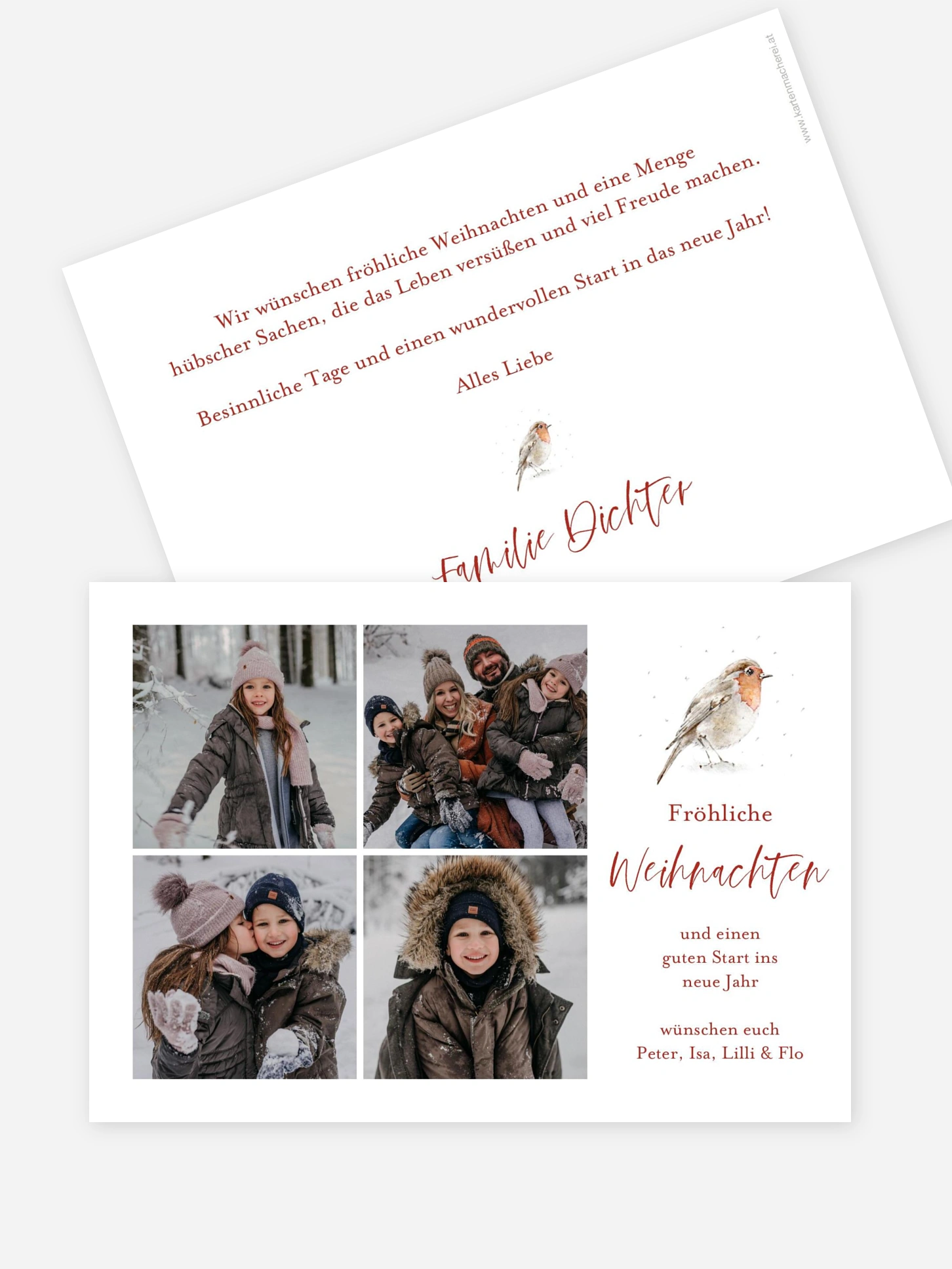 Weihnachtskarte Rotkehlchen
