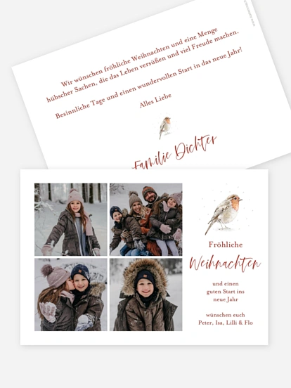 Weihnachtskarte Rotkehlchen