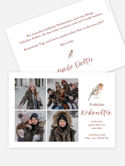 Weihnachtskarte Rotkehlchen
